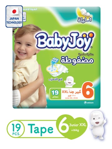 Babyjoy Compressed Diapers, Size 6 19Pc