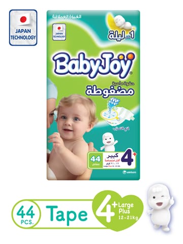Babyjoy Compressed Diapers, Size 4+ 44Pc