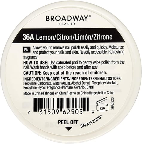 Lot Of 3 Broadway Nail Polish Remover 32 Pads - 36A Lemon