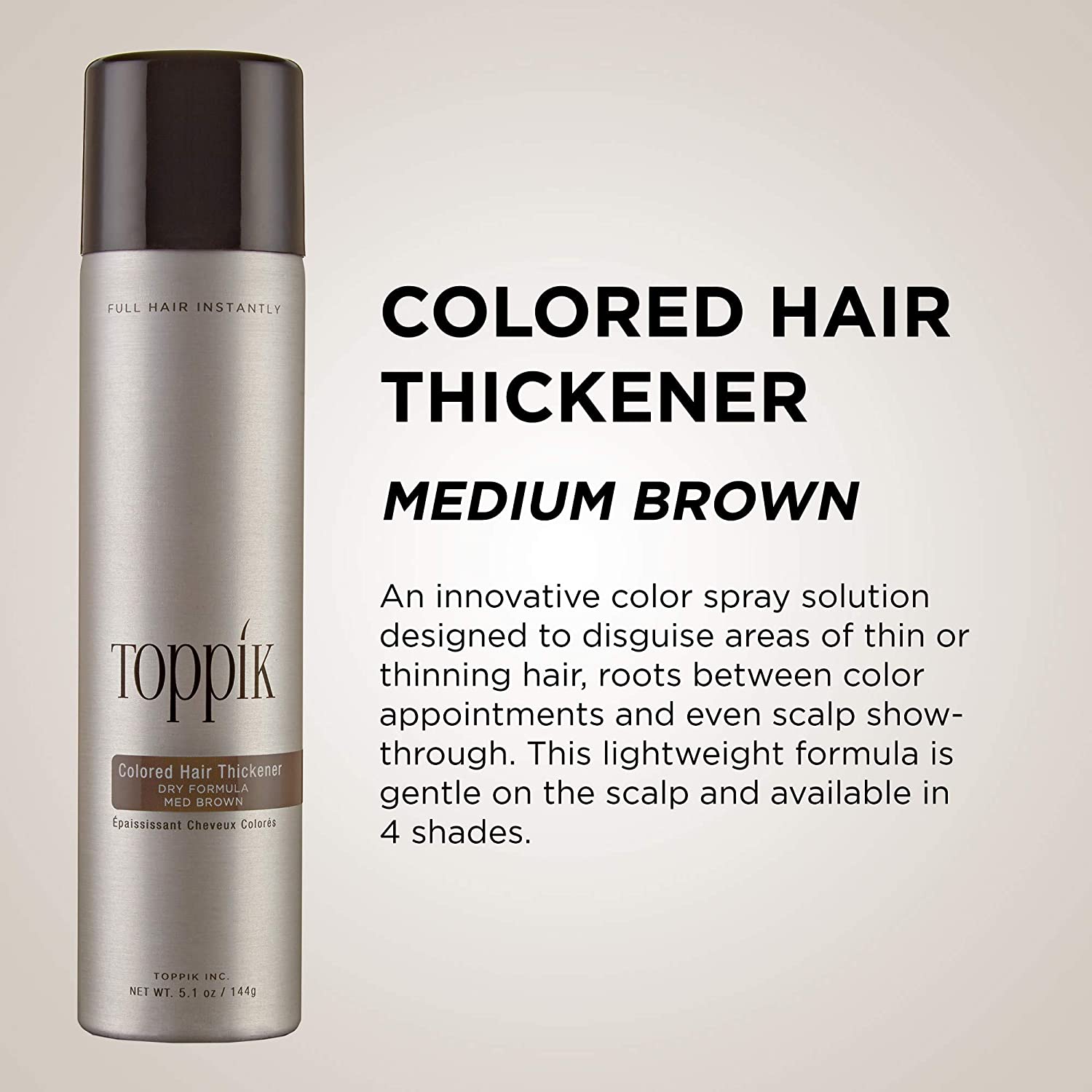 Colored Hair Thickener, Medium Brown