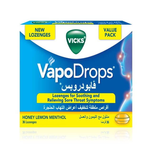 Vicks Vapodrops Honey Lem Menthol 36 Loz