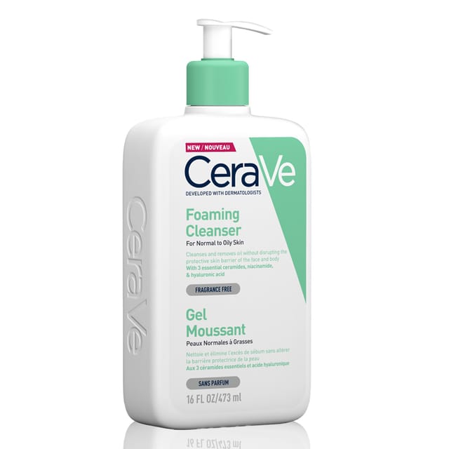 CERAVE Foaming Cleanser for Normal to Oily Skin with Hyaluronic Acid 473 ml