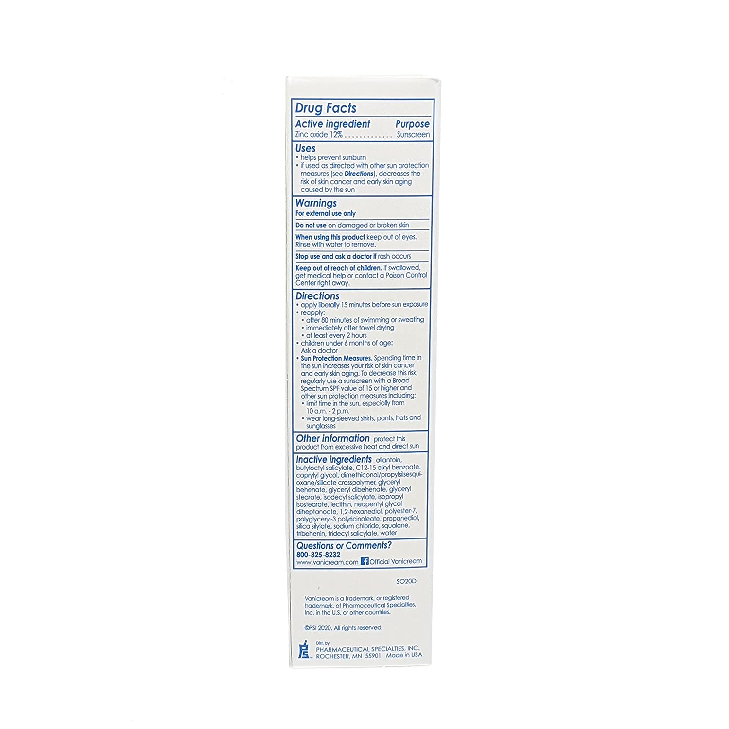 Vanicream Sunscreen Broad Spectrum SPF 50+ 88 ml