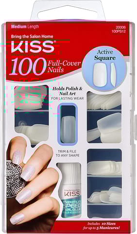 Kiss Nails 100 Full Cover Nails - Active Square