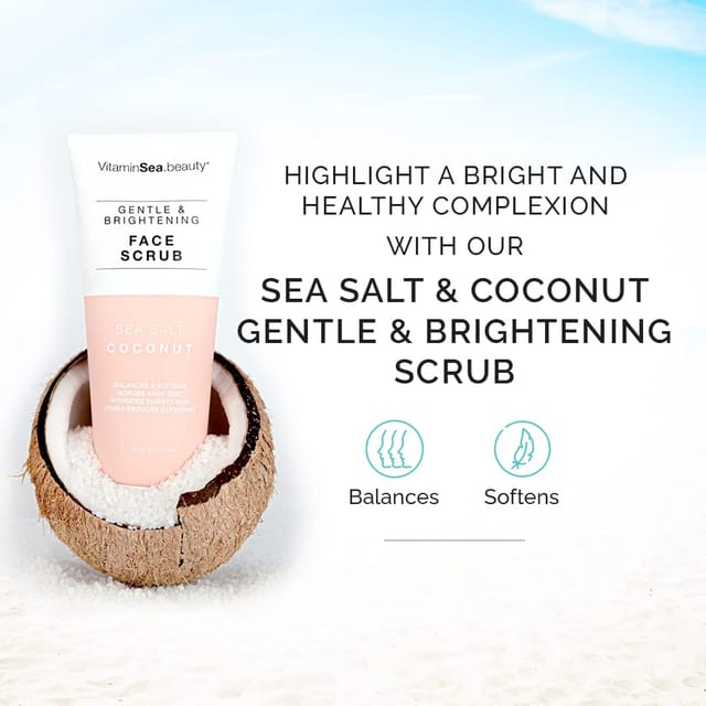 Vitamins and Sea Beauty, Hydrating Exfoliating Face Cleansing Scrub, Skin Deep Pore Cleanser Minimizer with Sea Salt and Coconut