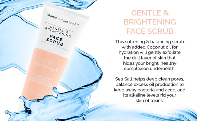 Vitamins and Sea Beauty, Hydrating Exfoliating Face Cleansing Scrub, Skin Deep Pore Cleanser Minimizer with Sea Salt and Coconut