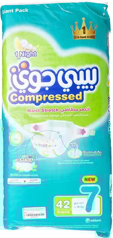 Babyjoy Compressed Diapers, Size 7 42Pc