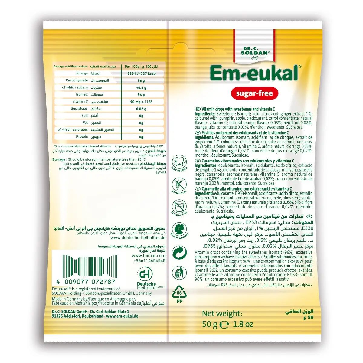 Em Eukal Ginger-Orange Lozenges 50 Gm