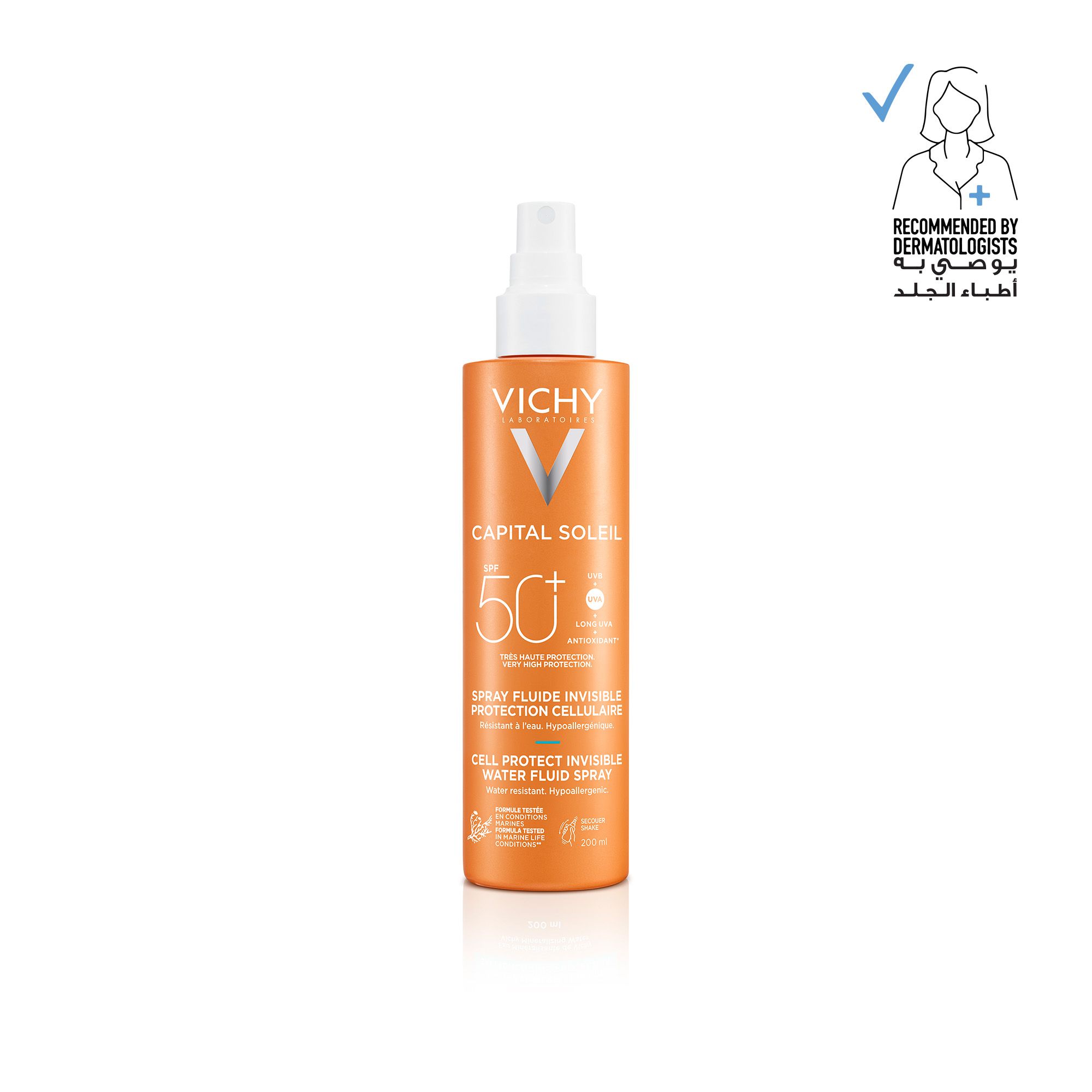 Vichy Capital Soleil Invisible Fluid Sunscreen Spray SPF50+ for Face and Body 200ML