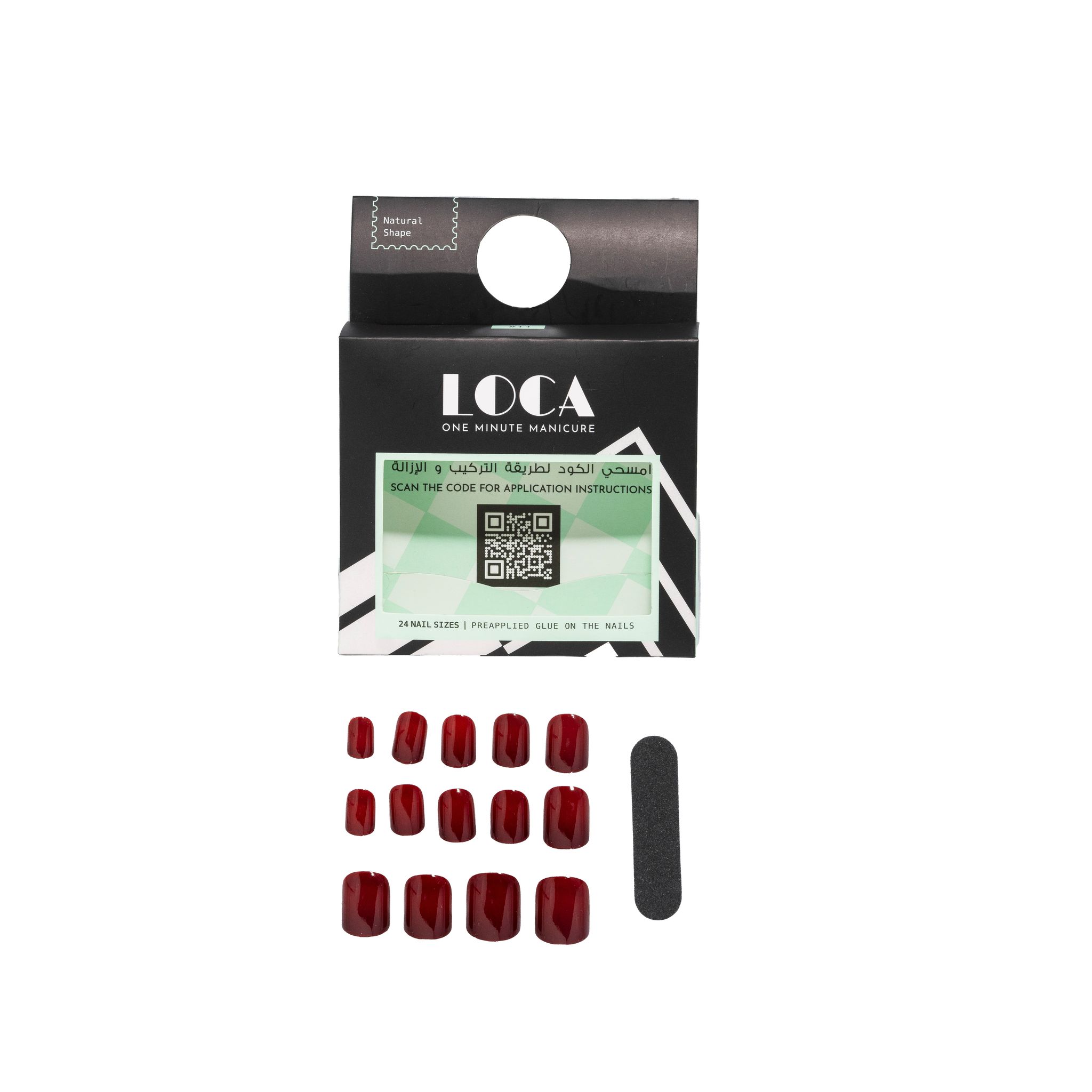 Loca Nails Natural Shape 11 Deep Red