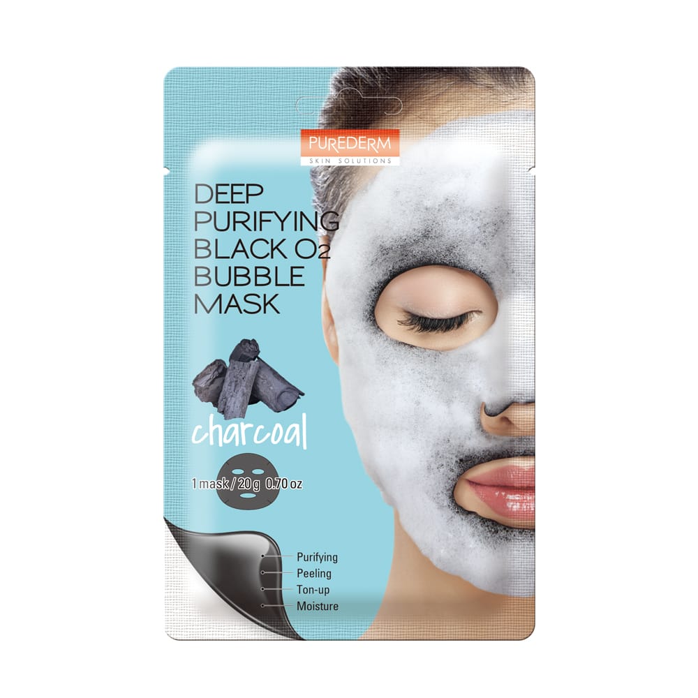 Purederm deep purifying black o2 bubble mask charcool