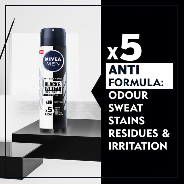 Anti-perspirant Black & White Invisible Original Deodorant Spray For Men 150 ml