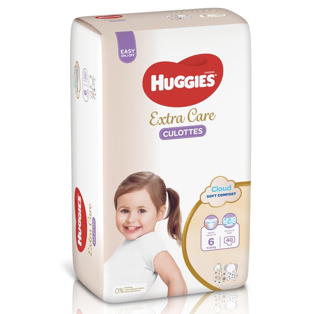 Huggies Extra Care Culottes, Size 6, 15 - 25 kg, Jumbo Pack, 40 Diaper Pants