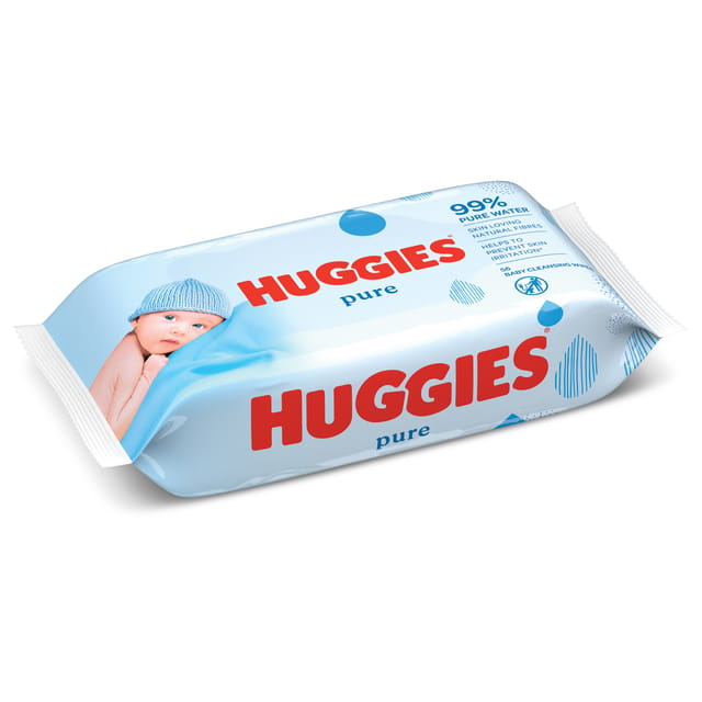 Huggies Pure Baby Wipes, 99% Pure Water Wipes, 1 Pack x 56 Wipes