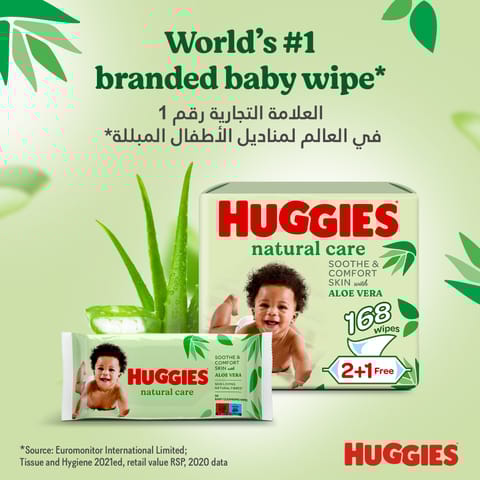 Huggies Natural Baby Wipes, Aloe Vera Wipes, 1 Pack x 56 Wipes