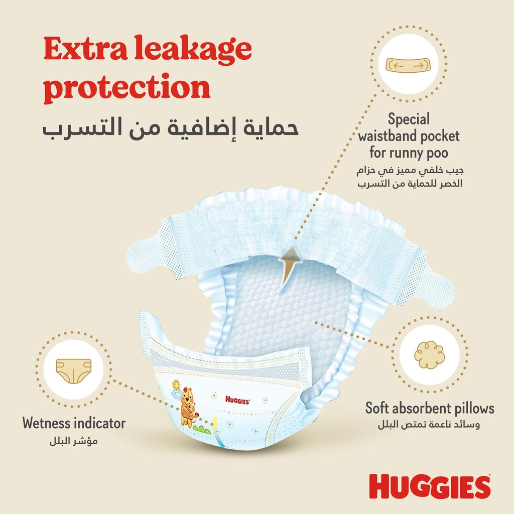 Huggies Extra Care Newborn, Size 2, 4 - 6 kg, Carry Pack, 21 Diapers