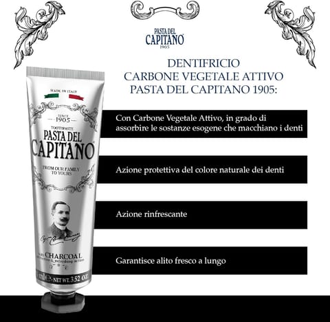 Capitano Tooth Pastes Charcoal 75ml