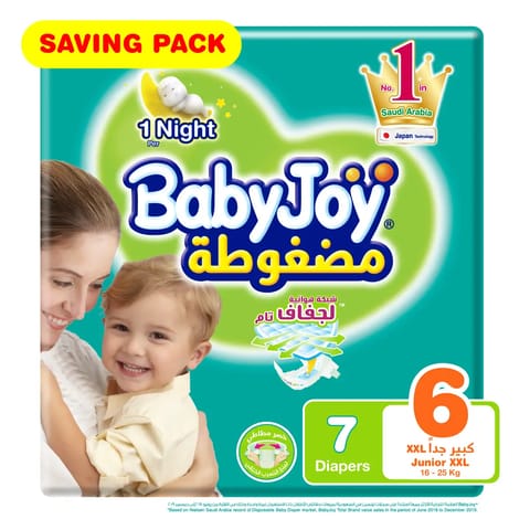 Babyjoy Compressed Diapers, Size 6 7Pc