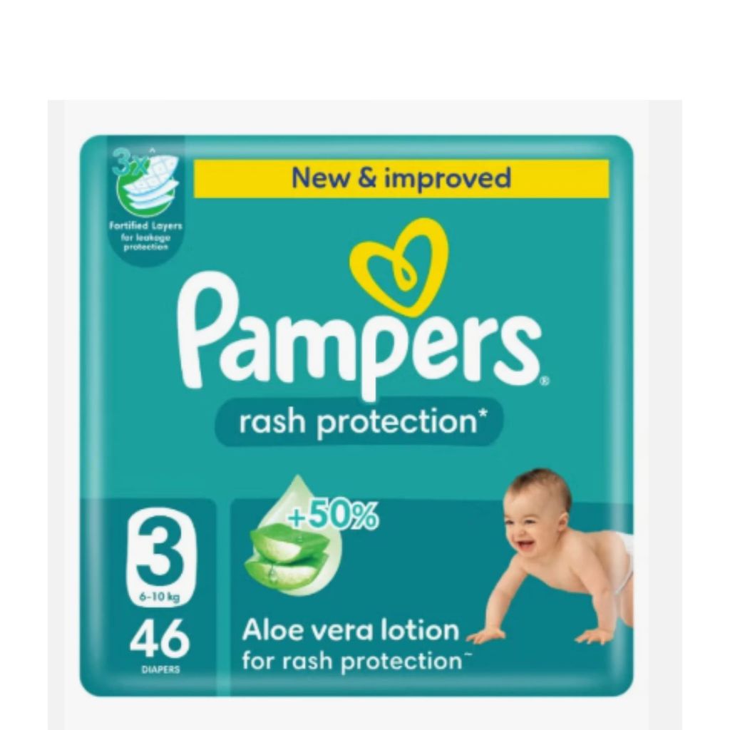 Pampers Rash Protection, Size 3 (6-10Kg) - 46 Diapers