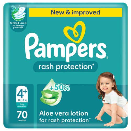 Pampers Rash Protection, Size 4 (9-14Kg) 70Pc
