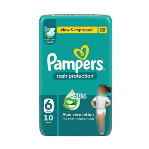 Pampers Rash Protection Taped Diapers, Size 6 (13+Kg) 10Pc