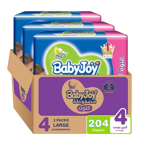 Babyjoy Compressed Diapers, Size 4 58Pc