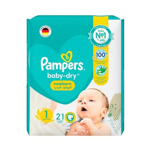 Pampers Baby-Dry Diapers, Size 1 (Newborn, 2-5Kg) 21Pc