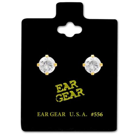 Ear Gear Gold 556 Cubic Zirconia 6mm