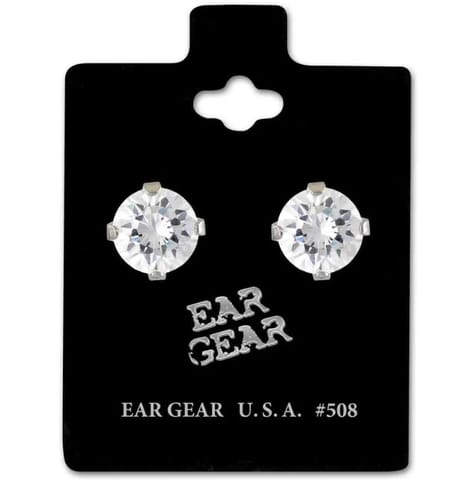Ear Gear Silver 508 Cubic Zirconia 8mm