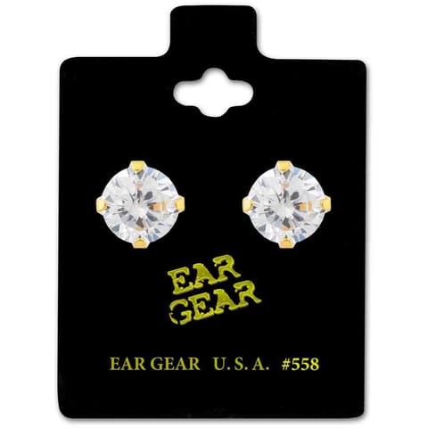 Ear Gear Gold 558 Cubic Zirconia 8mm