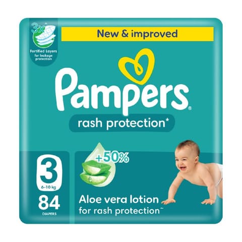 Pampers Rash Protection Taped Diapers, Size 3 (6-10Kg) 84Pc