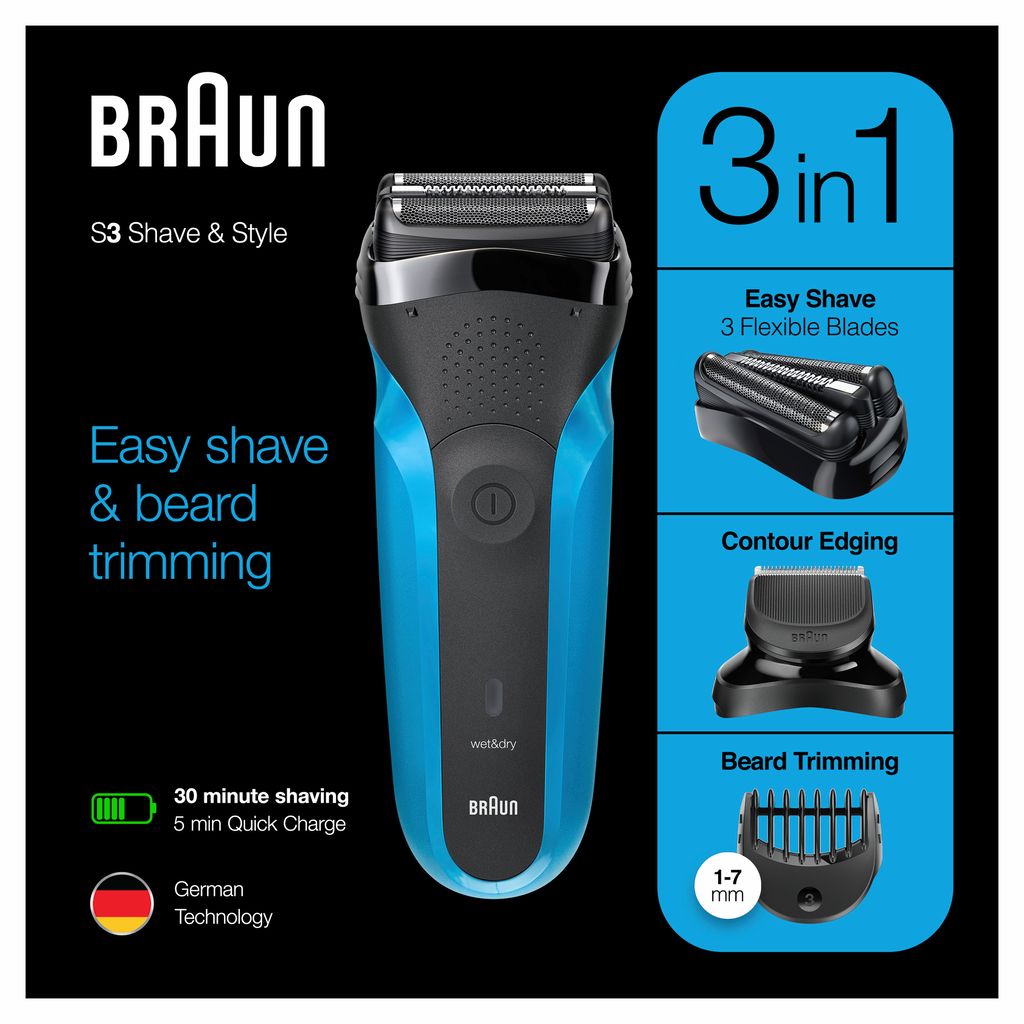 Braun Series 3  Shaver – B/Blue -310Bt