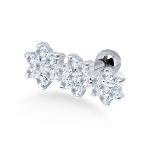 Ear Piercing EH06 Helix Silver Beautiful Flower CZSize 1.2x6x3mm