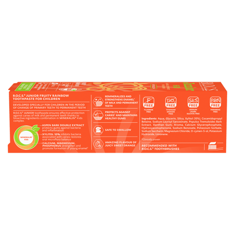 روكس معجون الاسنان بفواكه قوس القزح للأطفال من سن 6 الي 12 سنوات