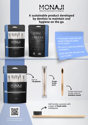 موناجي فرشاة اسنان جاهزة مضافة بمعجون