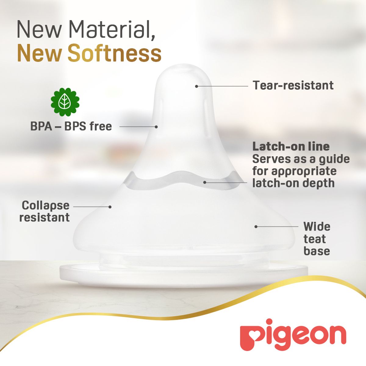 Pigeon Softouch Wide Neck Nipple 2PC -Ss