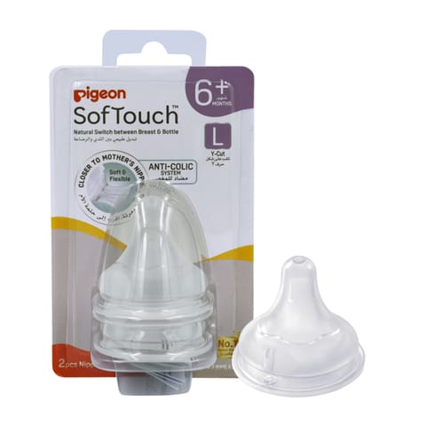 Pigeon Softouch Wide Neck Nipples 2PC -L